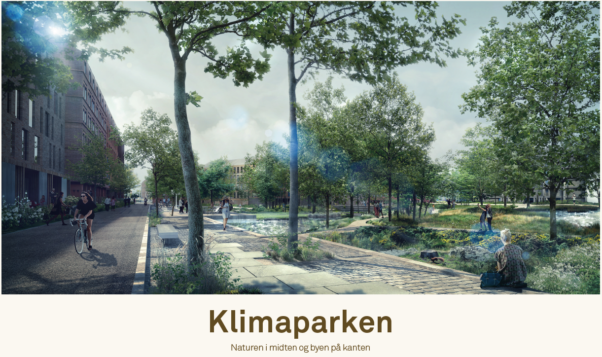 Klimaparken - rendering, set fra Pederstrupstien i vest