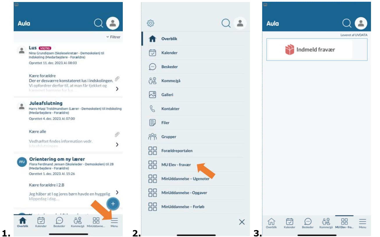 Tre trin til at indmelde fravær i MU Elev-fræv