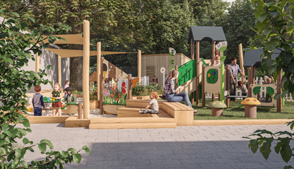 Genereret billede af den fremtidige legeplads