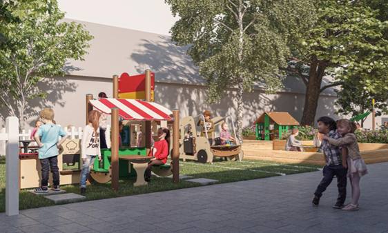 Genereret billede af den fremtidige legeplads