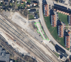 Ny asfalt på parkeringspladsen ved Lindevænget