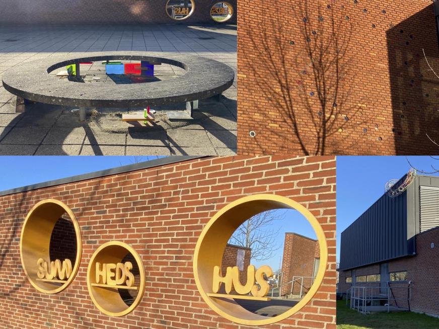 En collage af fire billeder, der viser de fire forskellige kunstværker, der udgør det samlede kunstværk af Nils Erik Gjerdevik